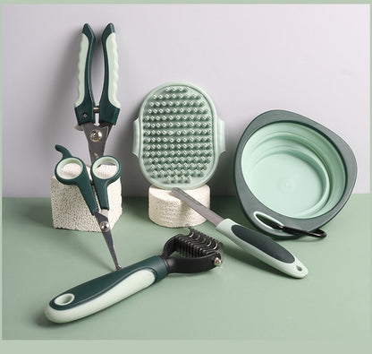 Grey & Green 8-Piece Pet Grooming Kit