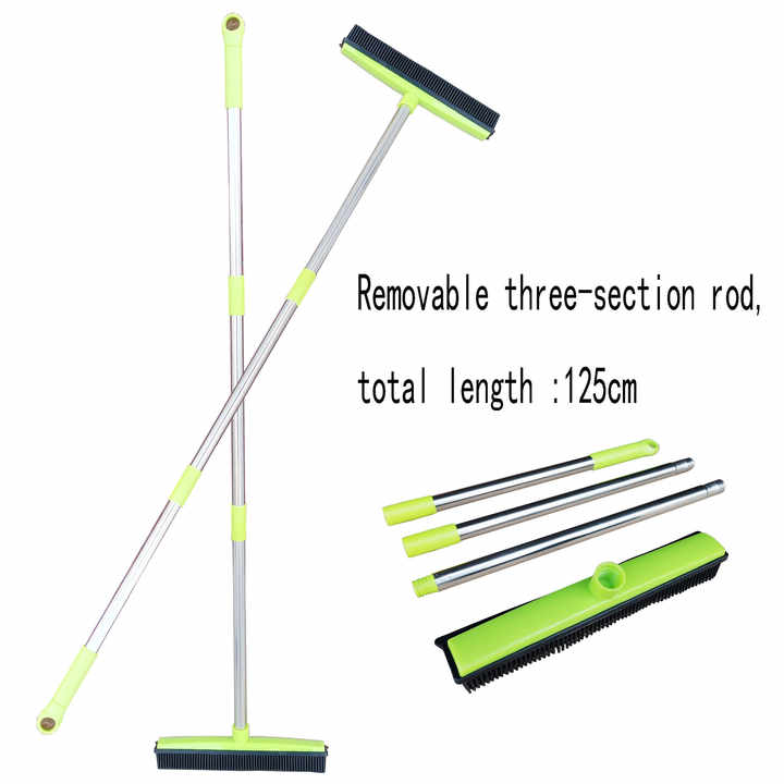 Black & Silver Pet Hair Remover Rubber Broom & Squeegee