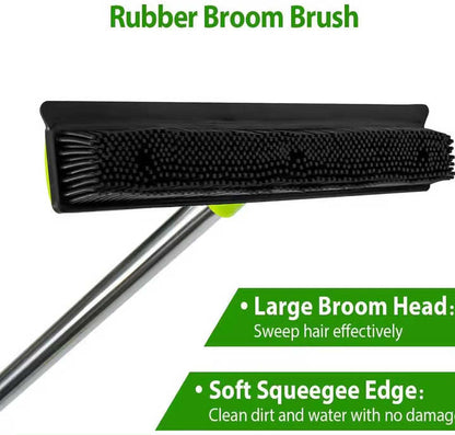 Black & Silver Pet Hair Remover Rubber Broom & Squeegee