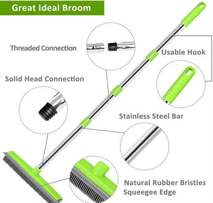 Black & Silver Pet Hair Remover Rubber Broom & Squeegee