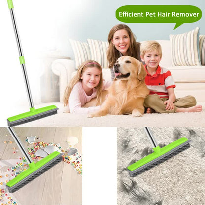 Black & Silver Pet Hair Remover Rubber Broom & Squeegee