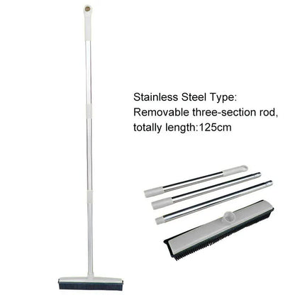 Light Grey & Silver Pet Hair Remover Rubber Broom & Squeegee