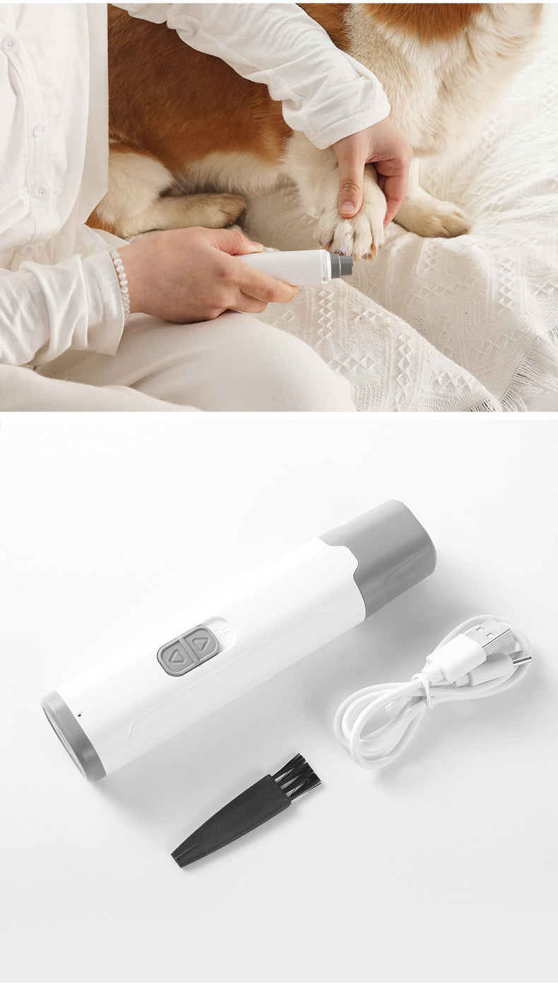 White Quiet Electric Pet Nail Grinder with LED | Dogs & Cats