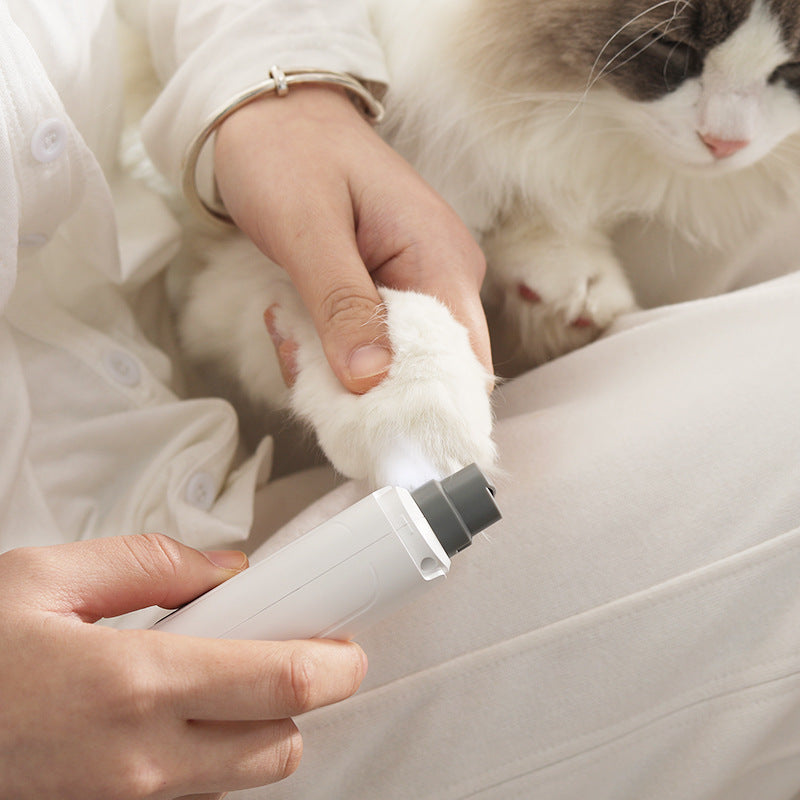 Grey Quiet Electric Pet Nail Grinder with LED | Dogs & Cats