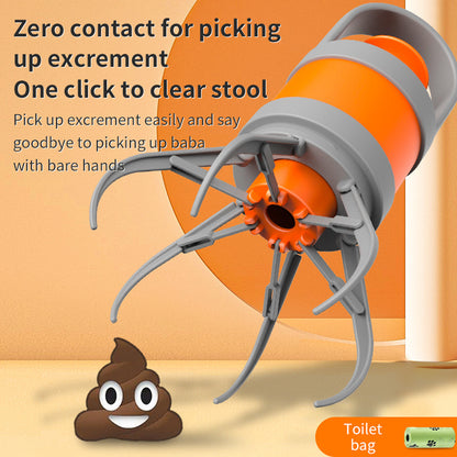 Dog Pooper Scooper with Integrated Bag Dispenser | Orange & Grey