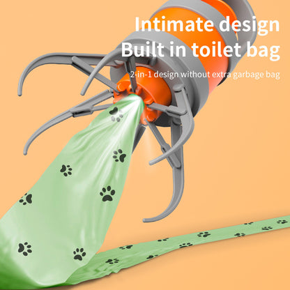 Dog Pooper Scooper with Integrated Bag Dispenser | Orange & Grey