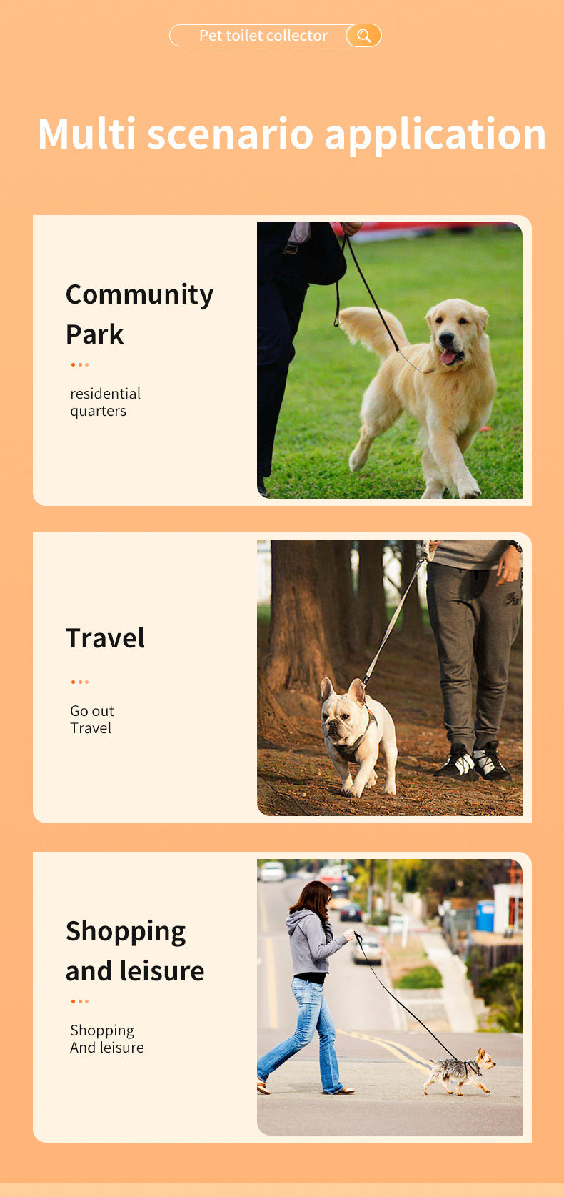 Dog Pooper Scooper with Integrated Bag Dispenser | Orange & Grey