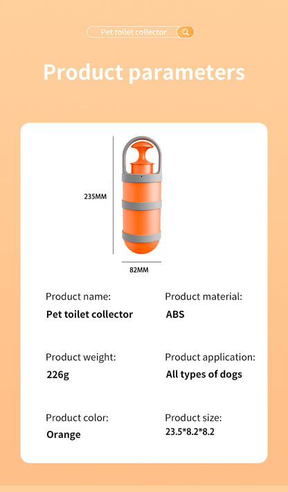 Dog Pooper Scooper with Integrated Bag Dispenser | Orange & Grey