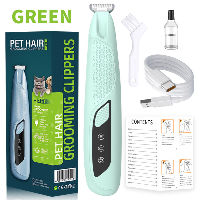 Green Precision Pet Paw Trimmer | Waterproof & Rechargeable