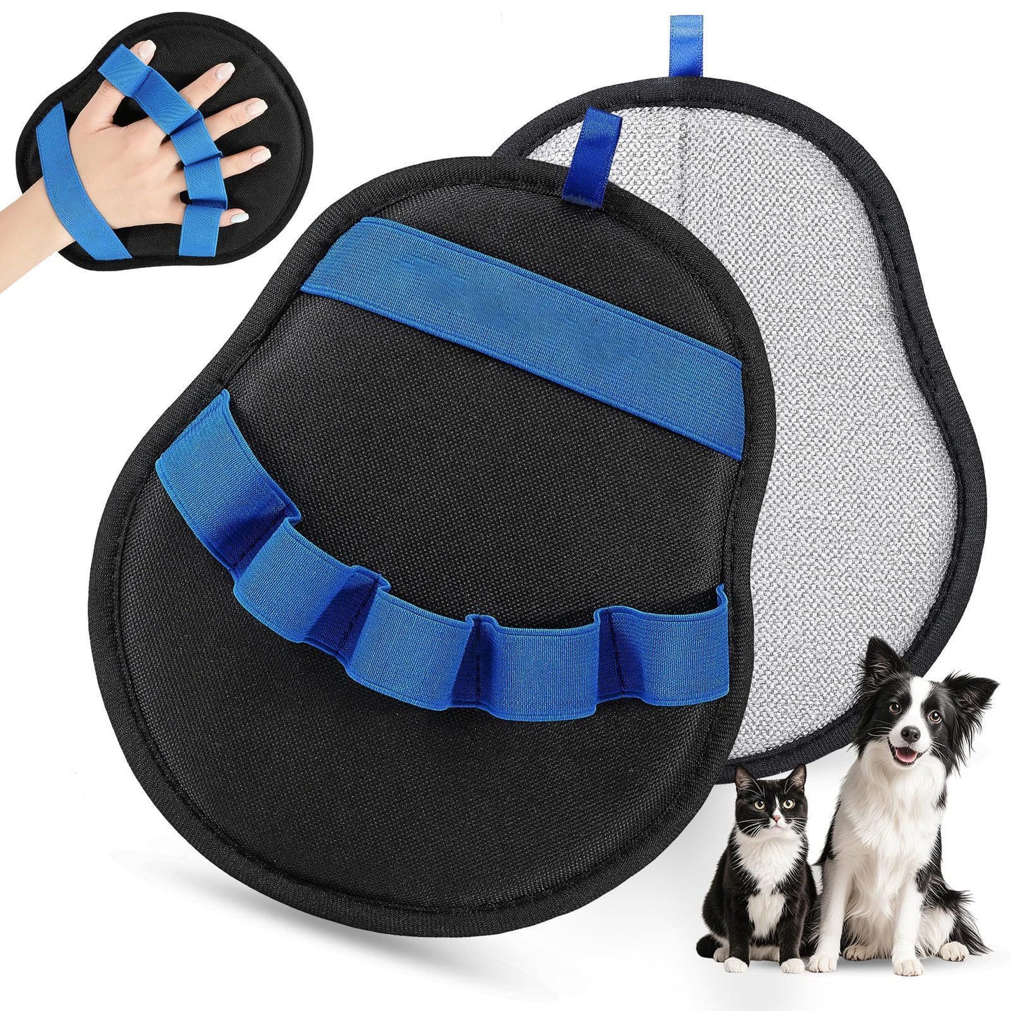 Blue & Black Double-Sided Deshedding Glove (2-Pack) | Dogs & Cats