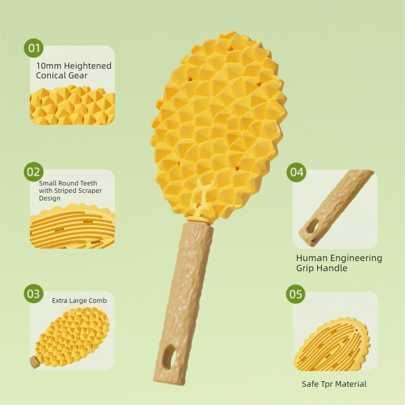 Yellow Durian Pet Massage Comb 2-Pack | Dual-Sided TPR | Cats