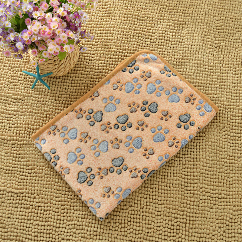 Brown Plush Pet Blanket Set with Paw Print Design | Dogs & Cats