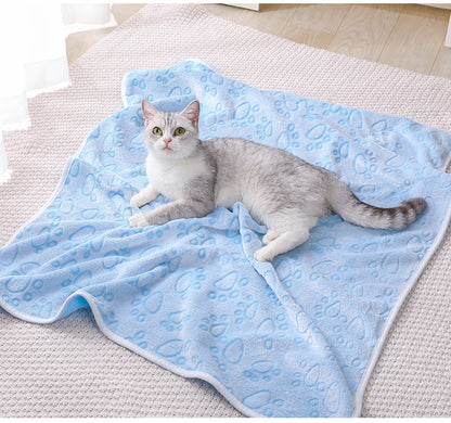 Brown Plush Pet Blanket Set with Paw Print Design | Dogs & Cats