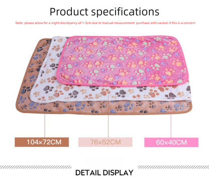 Beige Plush Pet Blanket Set with Paw Print Design | Dogs & Cats