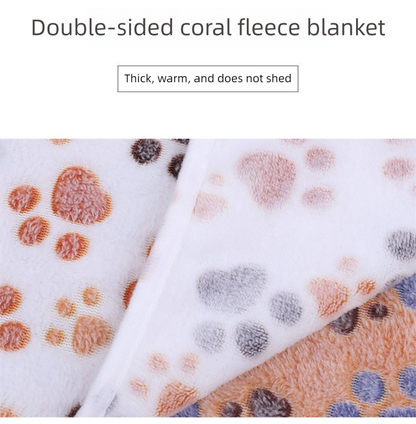 Beige Plush Pet Blanket Set with Paw Print Design | Dogs & Cats