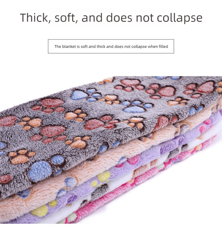 Beige Plush Pet Blanket Set with Paw Print Design | Dogs & Cats