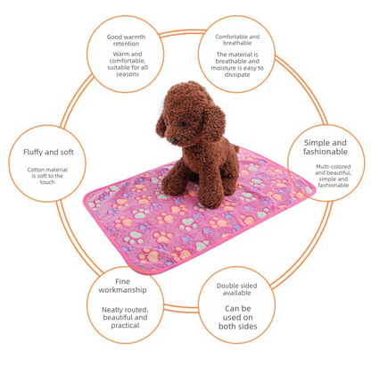 Beige Plush Pet Blanket Set with Paw Print Design | Dogs & Cats