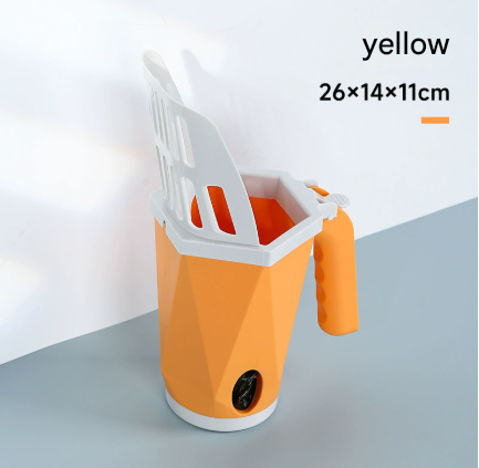 Yellow 2-in-1 Cat Litter Scoop with Waste Bin | Detachable Kit