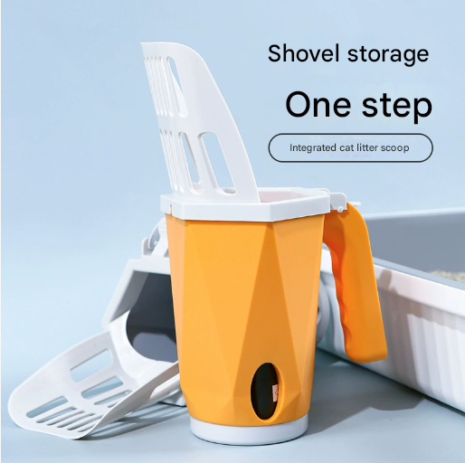 Yellow 2-in-1 Cat Litter Scoop with Waste Bin | Detachable Kit
