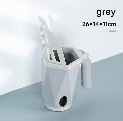 Grey 2-in-1 Cat Litter Scoop with Waste Bin | Detachable Kit