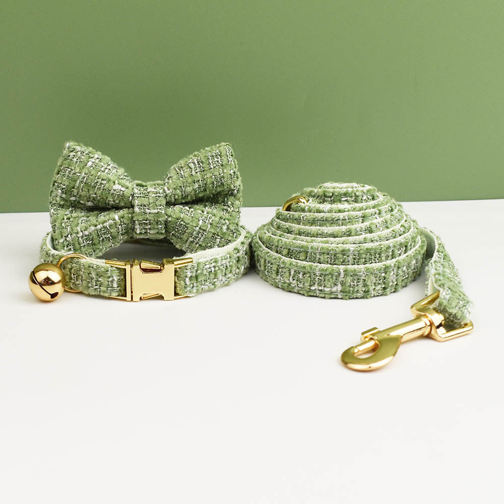 Green Luxury Tweed Cat Collar & Leash Set | Size L