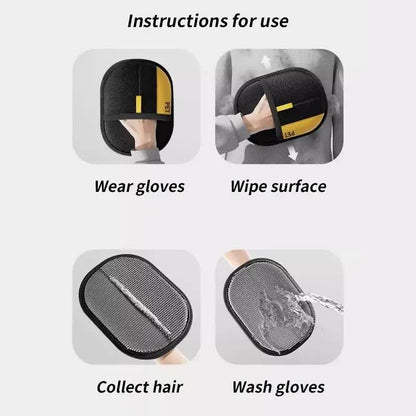 2-Pack Reusable Static Pet Hair Removal Gloves 24x18cm | Dogs & Cats