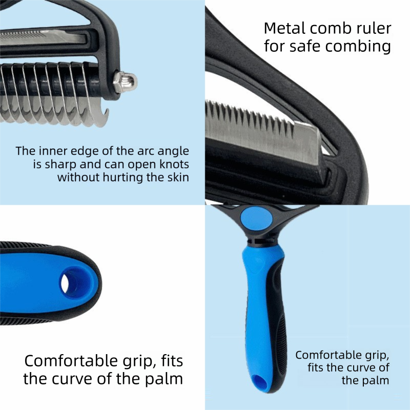 Sapphire Blue Pet Grooming Comb | Fine & Wide Tooth | Cats & Dogs