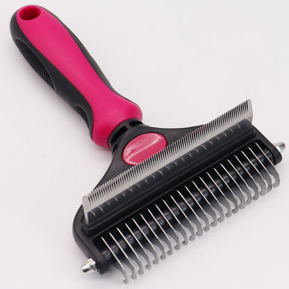 Rose Red Pet Grooming Comb | Fine & Wide Tooth | Cats & Dogs