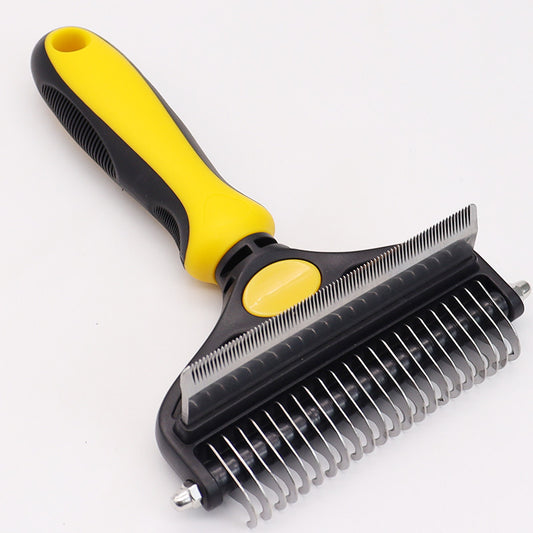 Lemon Yellow Pet Grooming Comb | Fine & Wide Tooth | Cats & Dogs
