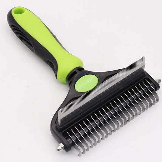 Green Pet Grooming Comb | Fine & Wide Tooth | Cats & Dogs