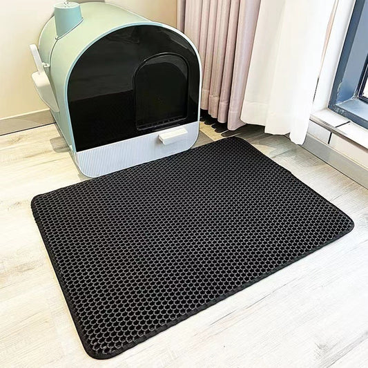 2-Pack Black Honeycomb Cat Litter Trapping Mat | 40x50cm