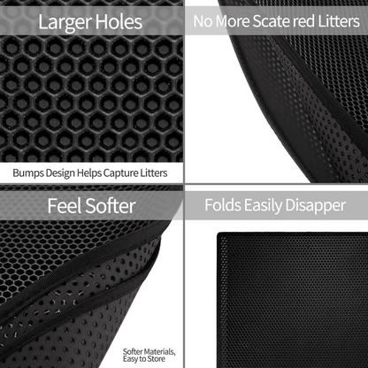 2-Pack Black Honeycomb Cat Litter Trapping Mat | 40x50cm