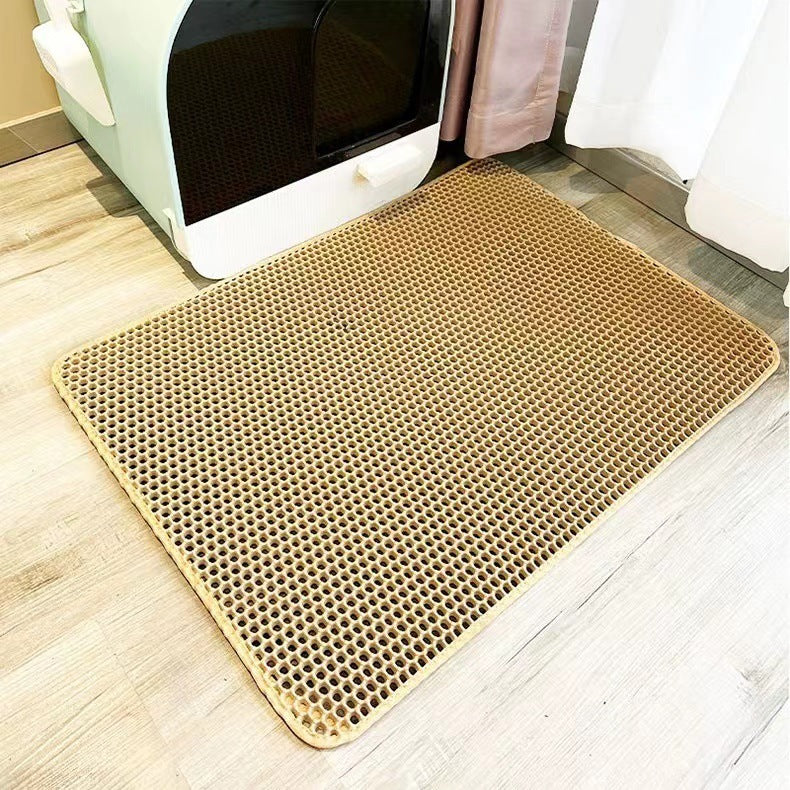 2-Pack Beige Honeycomb Cat Litter Trapping Mat | 40x50cm