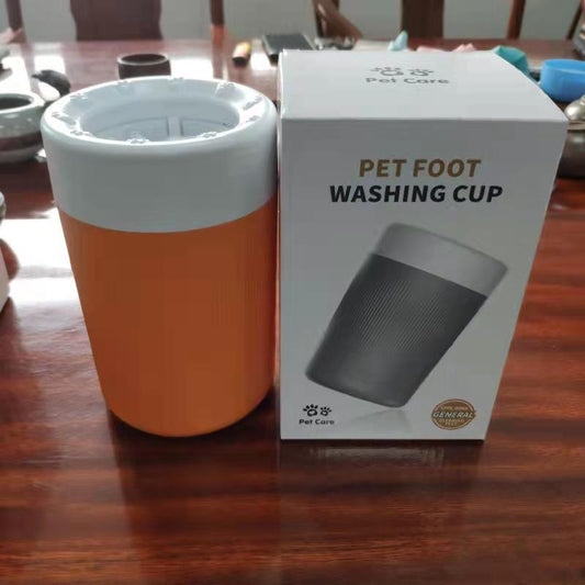 Orange Portable Dog Paw Washer Cup | 360° Muddy Foot Cleaner
