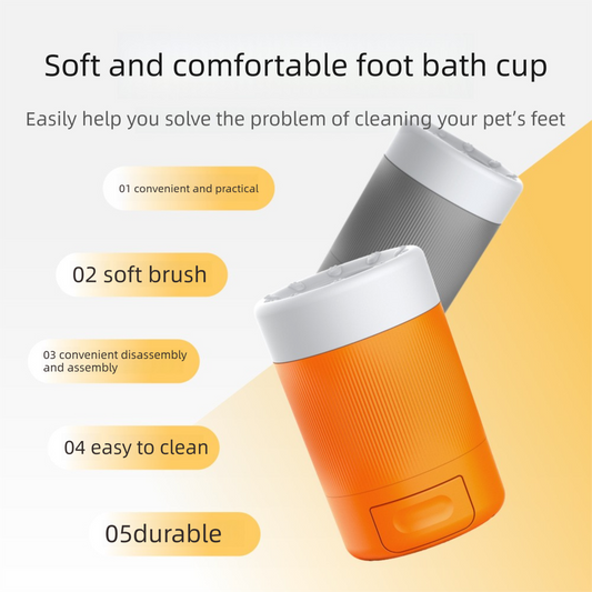 Orange Portable Dog Paw Washer Cup | 360° Muddy Foot Cleaner