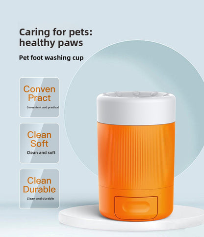 Orange Portable Dog Paw Washer Cup | 360° Muddy Foot Cleaner
