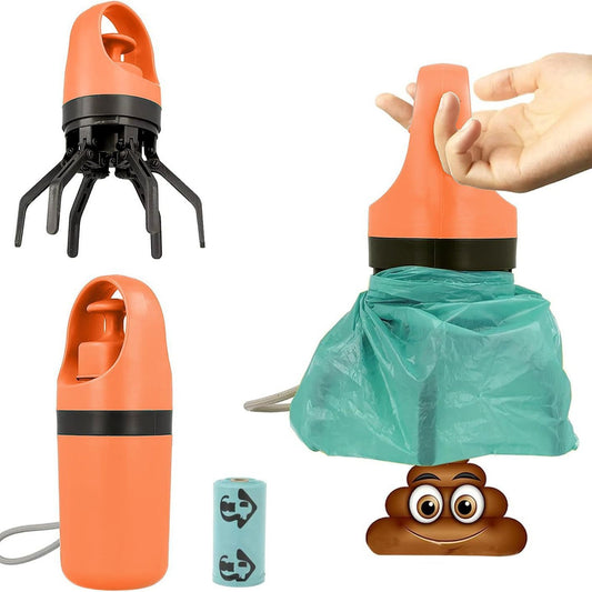 Orange Foldable 6-Claw Dog Poop Scooper