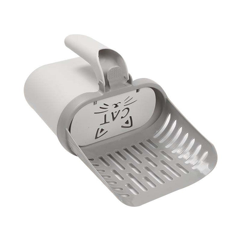 Grey 2-in-1 Cat Litter Scoop with Integrated Waste Bin