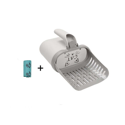 Grey 2-in-1 Cat Litter Scoop with Integrated Waste Bin | Sifter Shovel