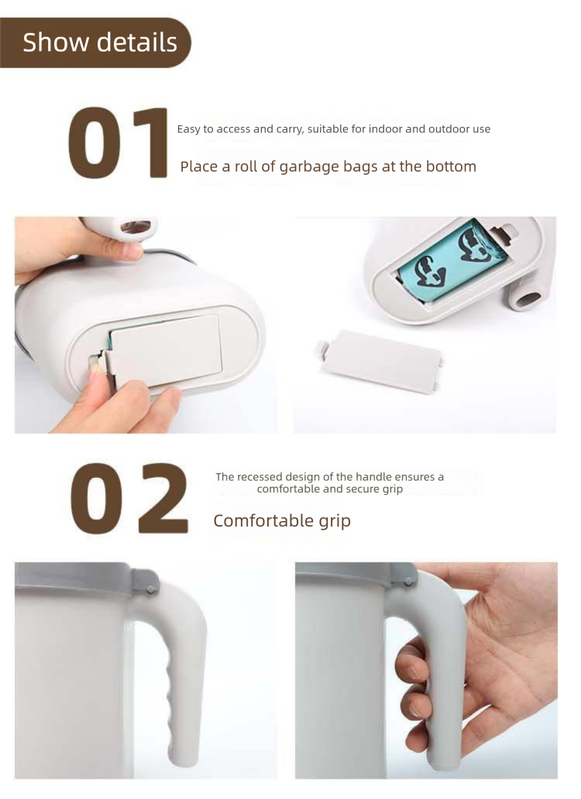 Grey 2-in-1 Cat Litter Scoop with Integrated Waste Bin | Detachable Kit | Bags