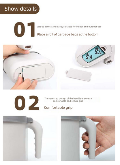 Grey 2-in-1 Cat Litter Scoop with Integrated Waste Bin | Detachable Kit | Bags