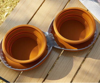 Brown Collapsible Silicone Travel Pet Bowls | Dogs & Cats