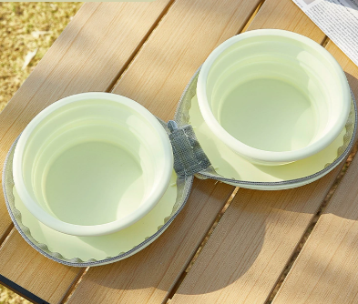 Light Yellow Collapsible Silicone Travel Pet Bowls | Dogs & Cats