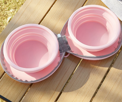 Pink Collapsible Silicone Travel Pet Bowls | Dogs & Cats