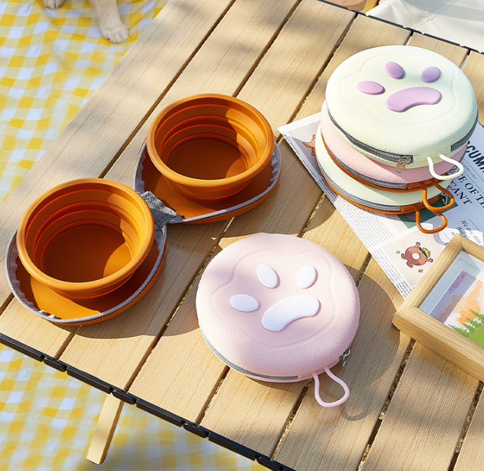 Pink Collapsible Silicone Travel Pet Bowls | Dogs & Cats