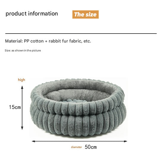 Plush Round Pet Bed with Removable Cushion | Medium | Dog & Cat | Grey