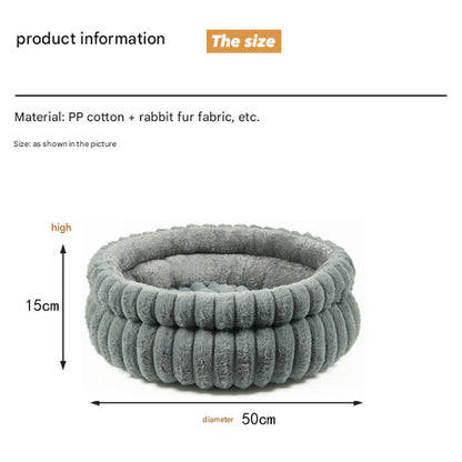 Plush Round Pet Bed with Removable Cushion | Medium | White