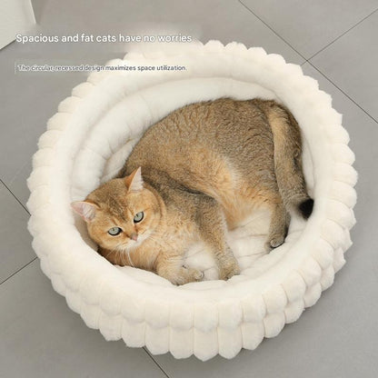 Plush Round Pet Bed with Removable Cushion | Medium | Pink