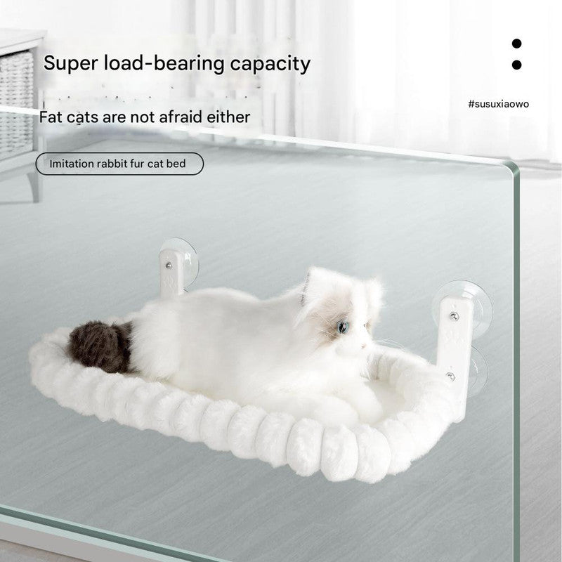Plush Cat Window Hammock with Strong Suction Cups | White