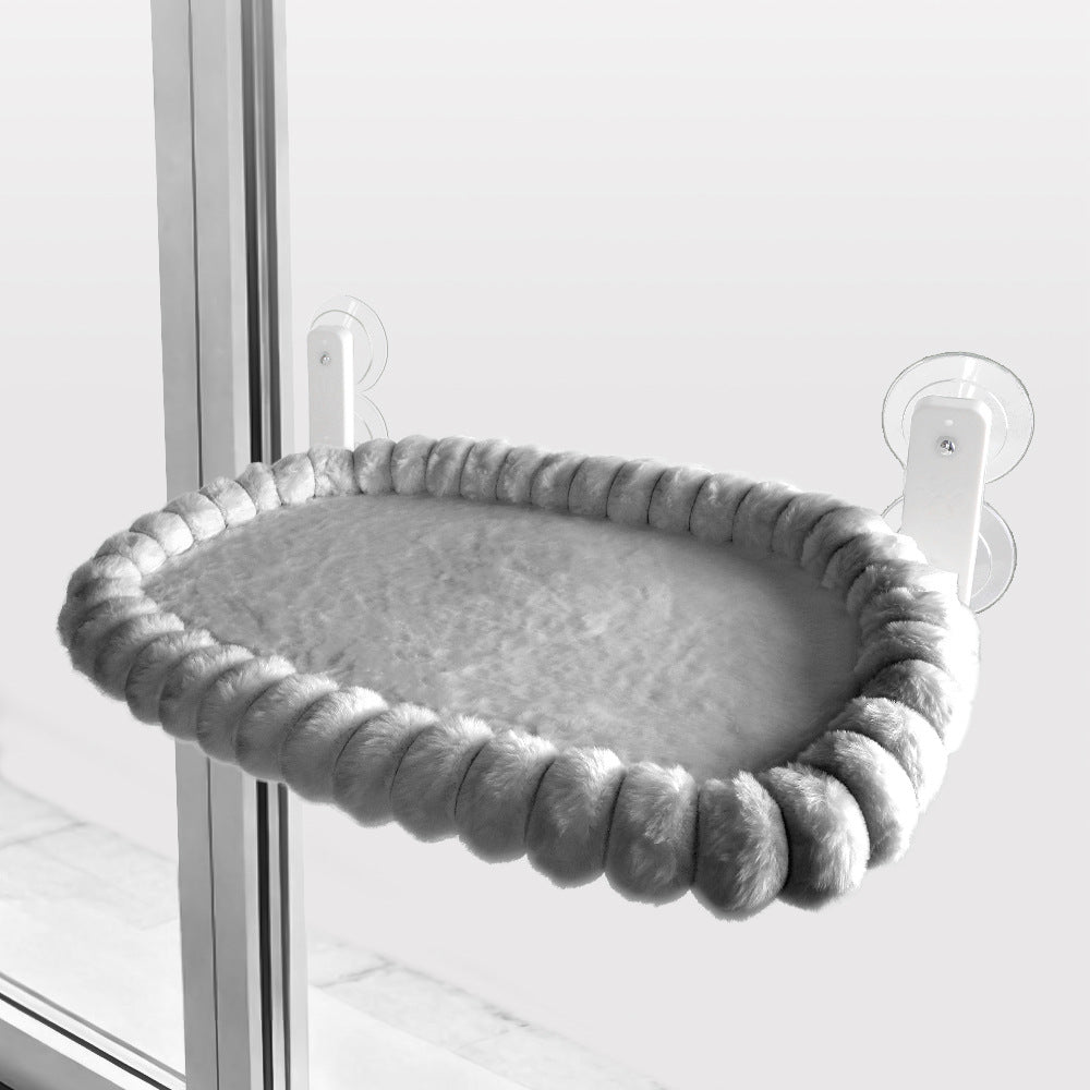 Plush Cat Window Hammock with Strong Suction Cups | Grey